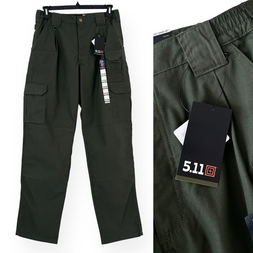 5.11 Men's Size 32 x 34 Green Regular Fit Tactical Cargo Taclite Pro Pants NWT
